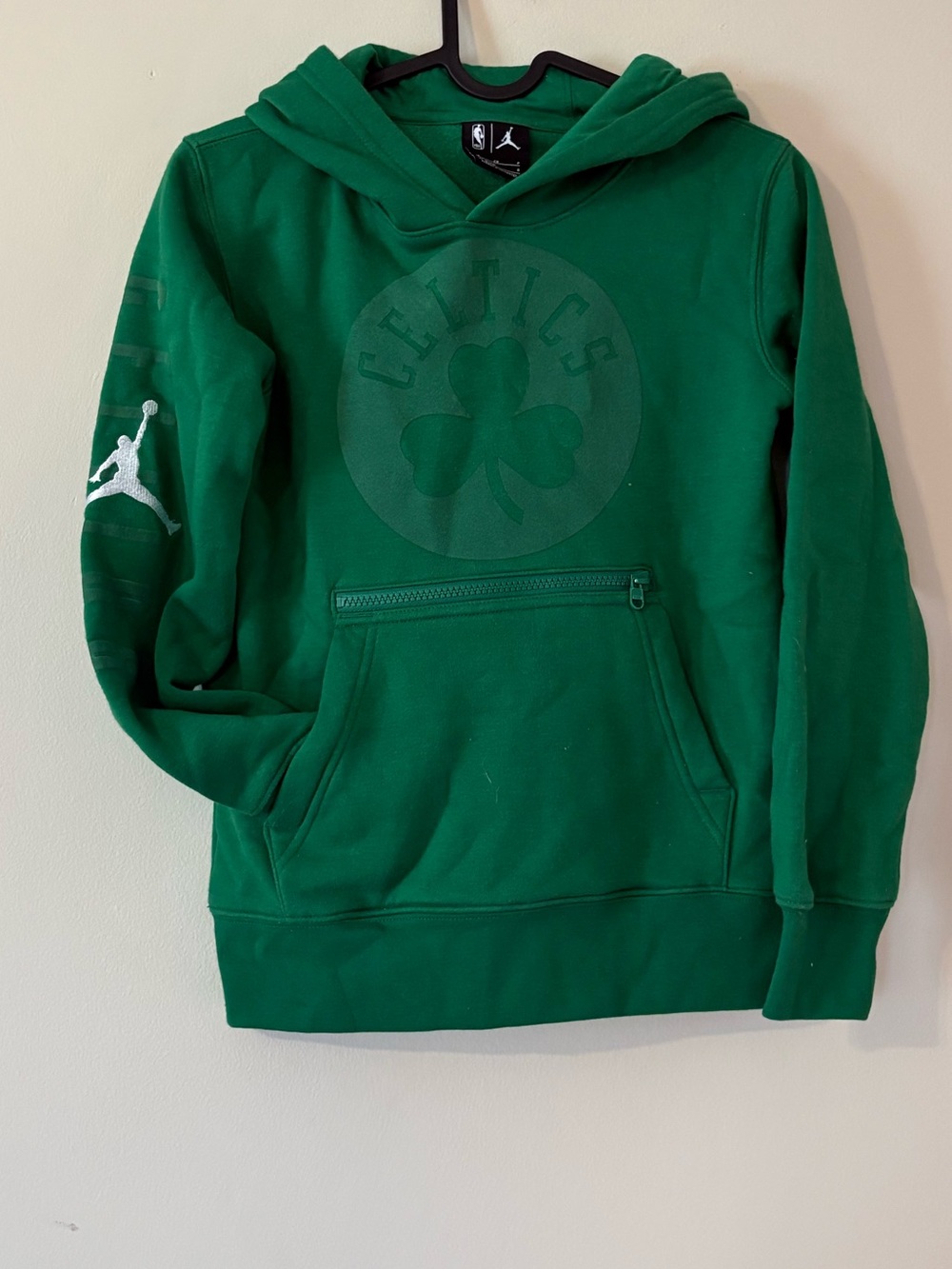 NBA Air Jordan Collab Boston Celtics Green Basketball Crewneck Hoodie small (8)
